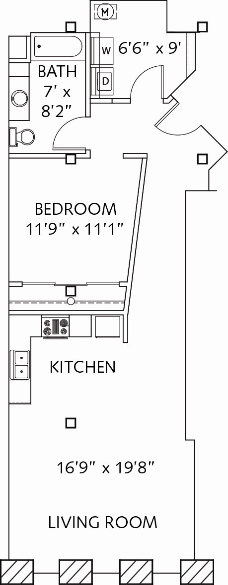 A16 1  Bed   1  Bath   870 Sq. Ft. at Lofts at Lafayette Square Apartments, Missouri, 63104
